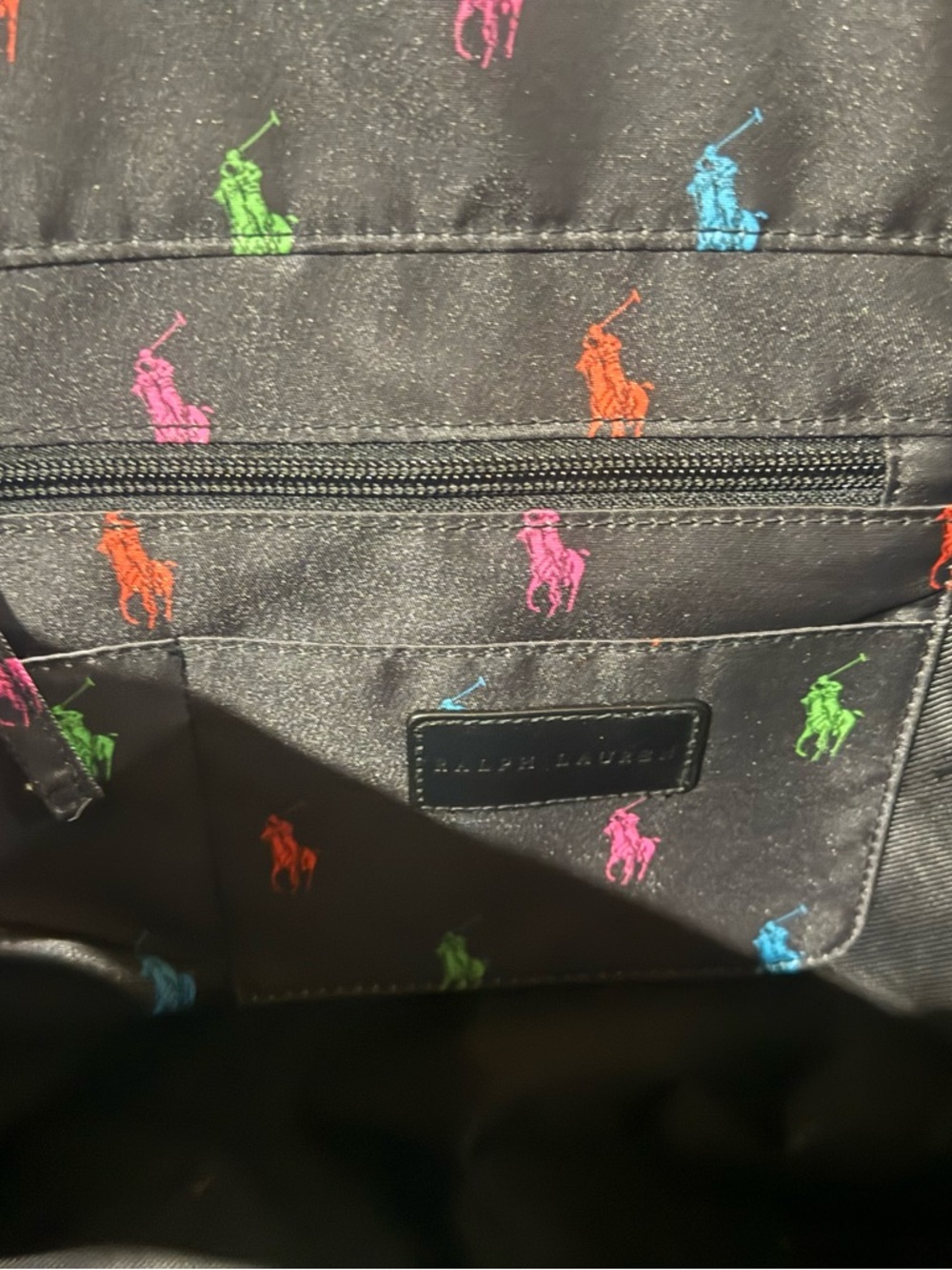 Ralph Lauren Black Tote with Multicolor Polo Player - Picture 5 of 5